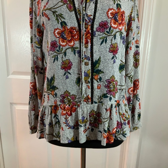 Anthropologie Mauve Janie Floral Peasant Boho Top Size 8 - Picture 4 of 9
